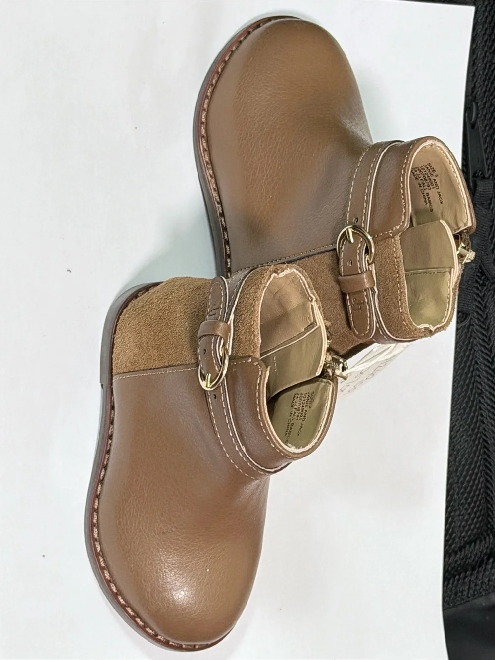 Janie and Jack Brown Leather Ankle Boots with Buckle